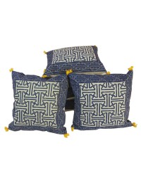 Jaipur  Handblock Gold Print Cushion Cover Set Blue HKICUSHION1043