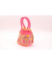 Bag Meera's Potli Ethnic Rajasthan Pink & Yellow  1060