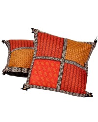 Jaipuri Cotton Cushion Cover 2 piece set - Multi Color, 16X16 inch HKICUSHIOn1015