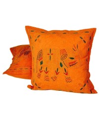 Jaipur  Cotton Cushion Cover 2 piece set - Orange, 16X16 inch HKICUSHION1021