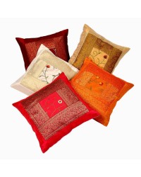 Jaipur Sanganer Cushion Cover 5 Piece Set -Multi Color, 16X16 inch HKICUSHION1022