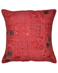 Cushion Cover Handmade Embroidered Ethnic Rajasthan India 16 Inch HKICUSHION1201