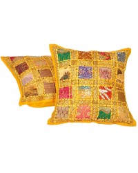 Jaipur Cotton Cushion Cover 2 piece set -Multi Color, 16X16 inch HKICUSHION1034