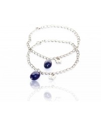 Silver Plated with blue drop Anklet HKIAF1125