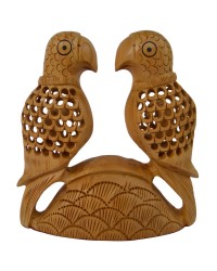 Parrots Wooden Statue HKI3018