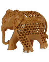 Elephant Wooden carved Statue Ethnic India HKI3014