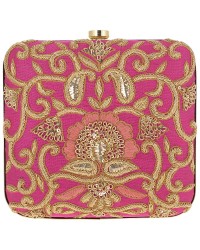 Bag Pink Ladies Clutch Bag Zardozi Work HKIBAG1077