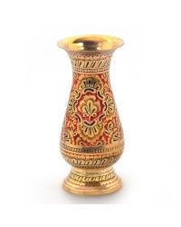 Brass Flower Vase Colorful Meenakari Work HKIBH3015