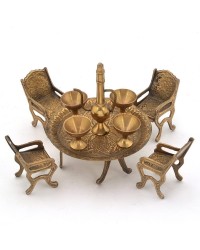 Brass Table Decor Set - Dining Table Chair Maharaja Set HKIBH3045