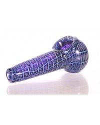 Glass Smoking Pipe Blue Lattice Hand Blown HKIGH3124