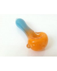 Glass Smoking Pipe Orange and Aqua Spoon  HKIGH3125