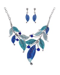 Tibetan Leaf Necklace & Earring Set - Shades of Blue Exotic Handmade HKIAF1002