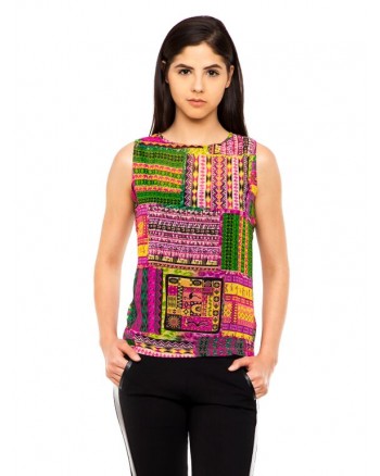 MANSA MULTICOLOURED PRINTED GEORGETTE TOP MANSA RG1024