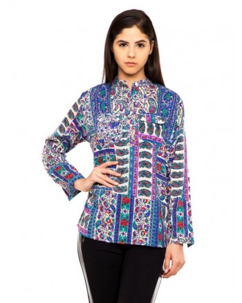 MANSA BLUE PRINTED COTTON SHIRT MANSA RG1022