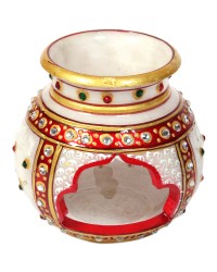 Decorative Marble Multicolor Candle Pot HKIMH4044