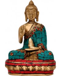 Buddha Blessing with Healing Medicine Pot & Stone Work Showpiece  HKIBH1081