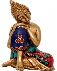 Buddha Resting With Stone Work Showpiece - HKIBH1087