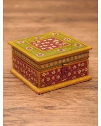 Wooden Hand Painted Box with Antique Finish Royal Rajputana HKIWH4011